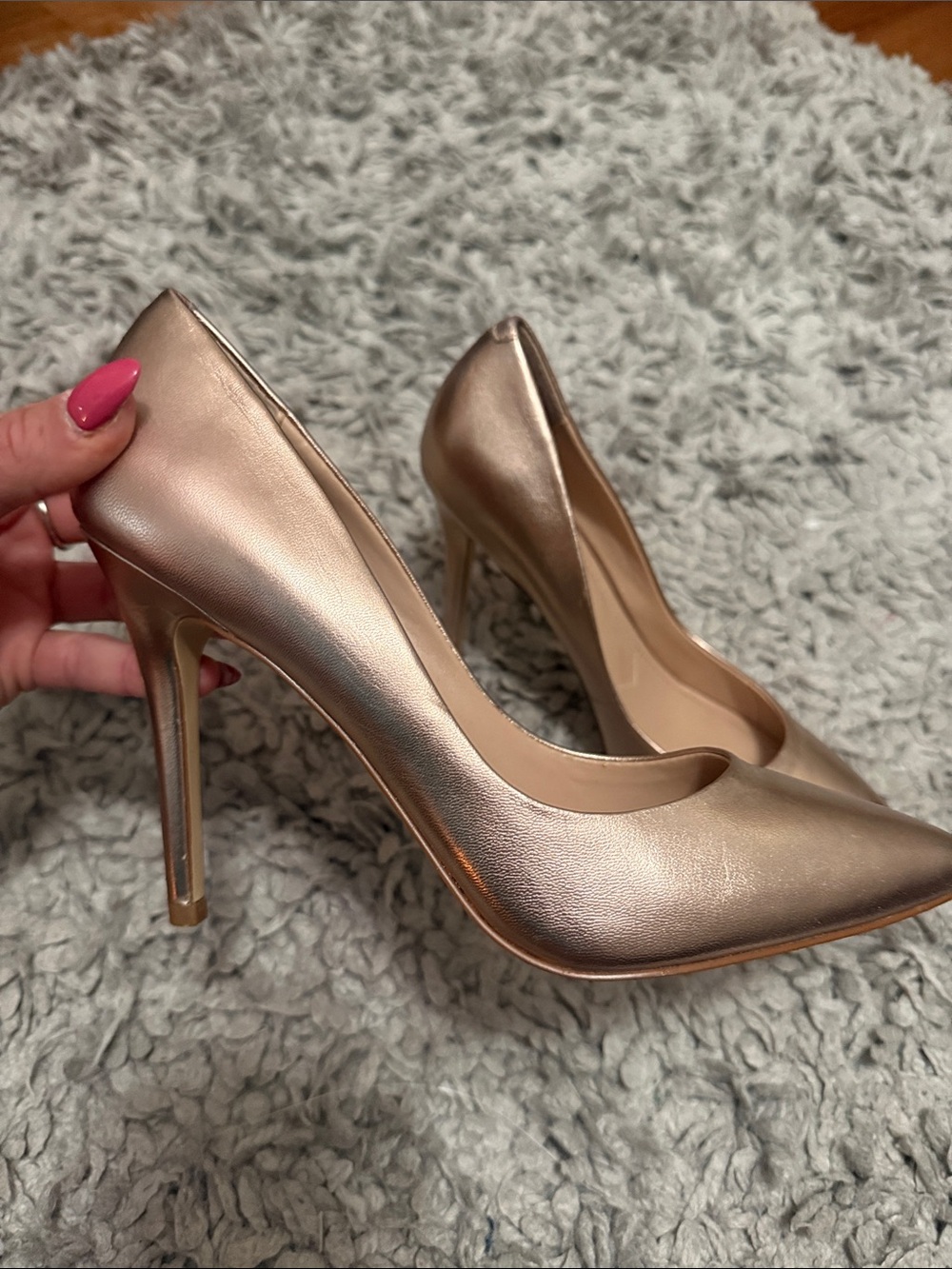 Charles By Charles David Metallic Rose Gold Pointed-Toe Pumps - Picture 2 of 9